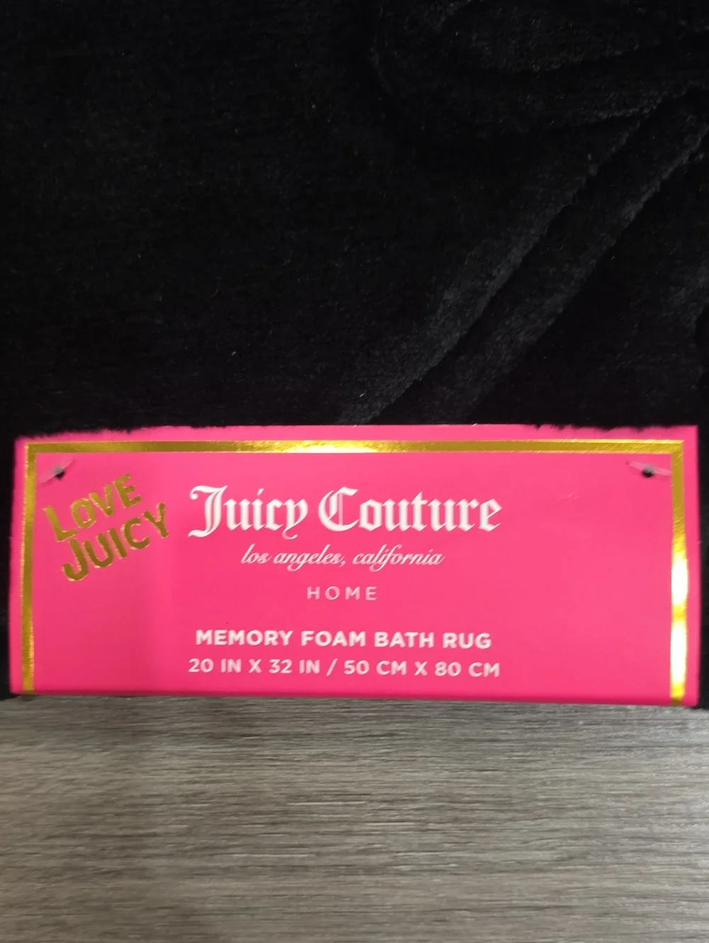 Juicy Couture Home Corset Bows Quilted Memory Foam Bath Rug- Black